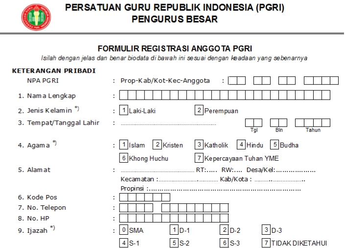 Pendaftaran PGRI Intanjaya - Persatuan Guru Republik Indonesia Cabang Kabupaten Intanjaya